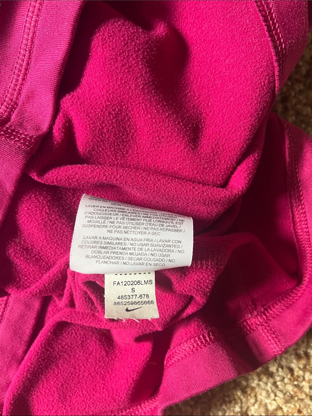 Nike Pro dri fit fushia microfleece lined long sleeve top yoga Athleisure Small - Picture 6 of 11